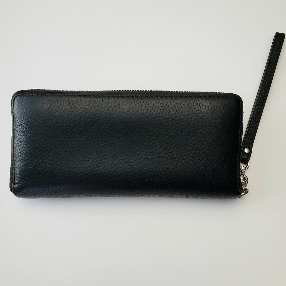 Michael Kors Large Jet Set Continental Black W/Silver Hardware Leather Wallet - Picture 3 of 9